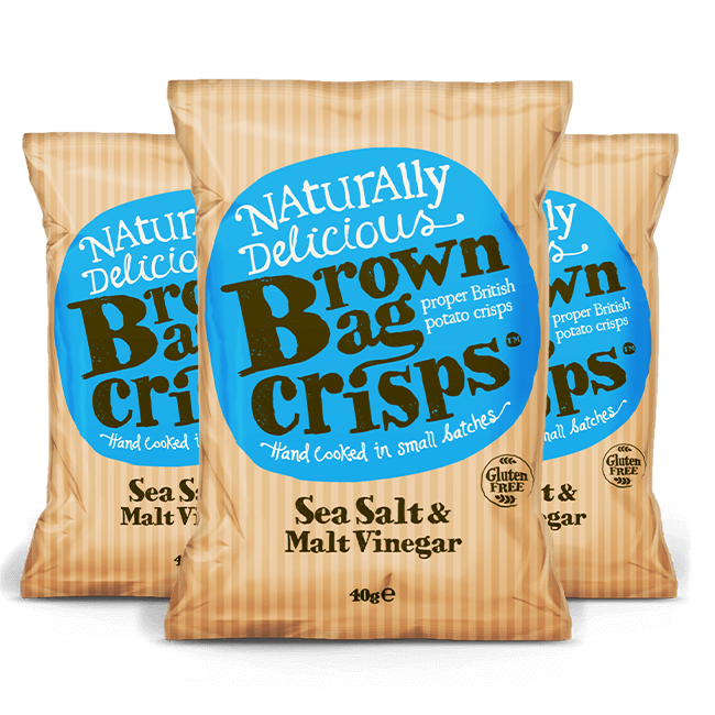 Brown Bag Crisps Brown Bag Crisps | Sea Salt and Malt Vinegar | Chips Gluten Free | Box 20x40g Food Organic Beer