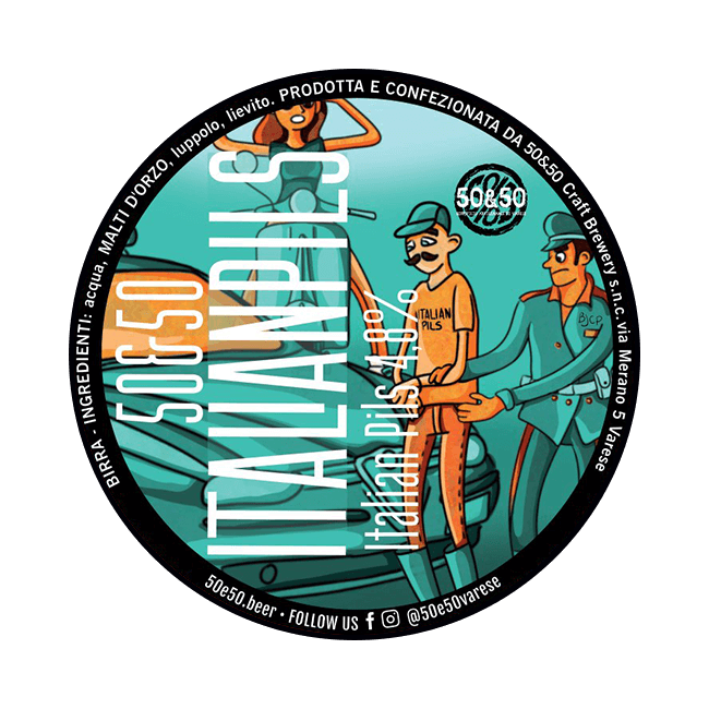 50&50 50&50 ∣ Italian Pils ∣ 4,5% ∣ Acciaio 30 Lt. 30 LT ACCIAIO Organic Beer