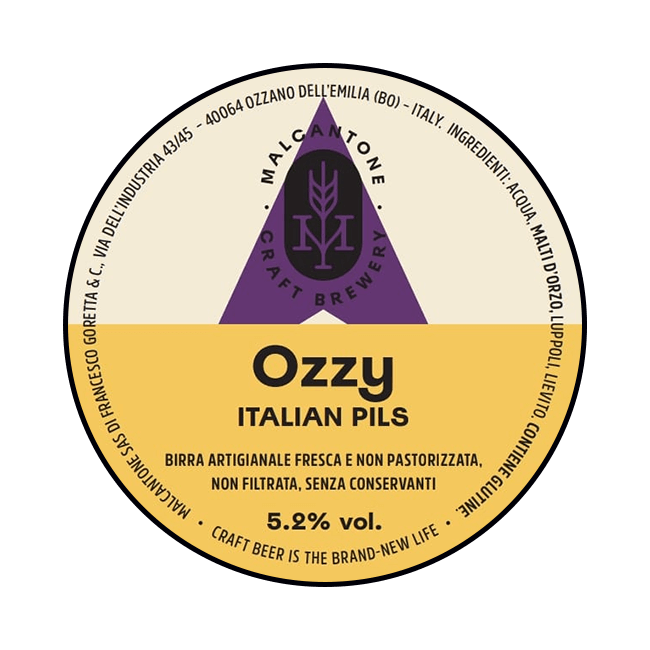 Malcantone Malcantone | Ozzy | 4,2% | Acciaio 30 Lt. Baionetta 20 LT ACCIAIO Organic Beer