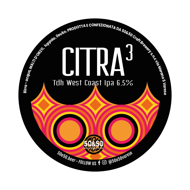 50&50 50&50 | Citra3 | 6,5% | Acciaio 25 Lt. 25 LT ACCIAIO Organic Beer