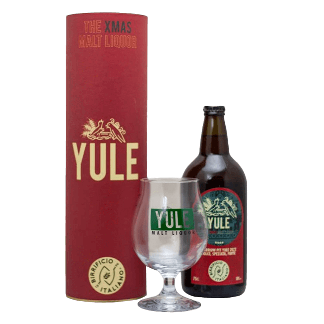 Bottiglia 75 Cl. della birra artigianale Yule Box + Bicchiere di Birrificio Italiano, Limido Comasco