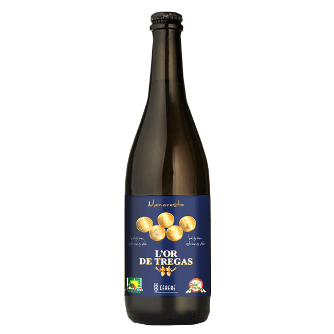 Bottiglia 75 Cl. della birra artigianale Or De Tregas di Birrificio Menaresta, Carate Brianza