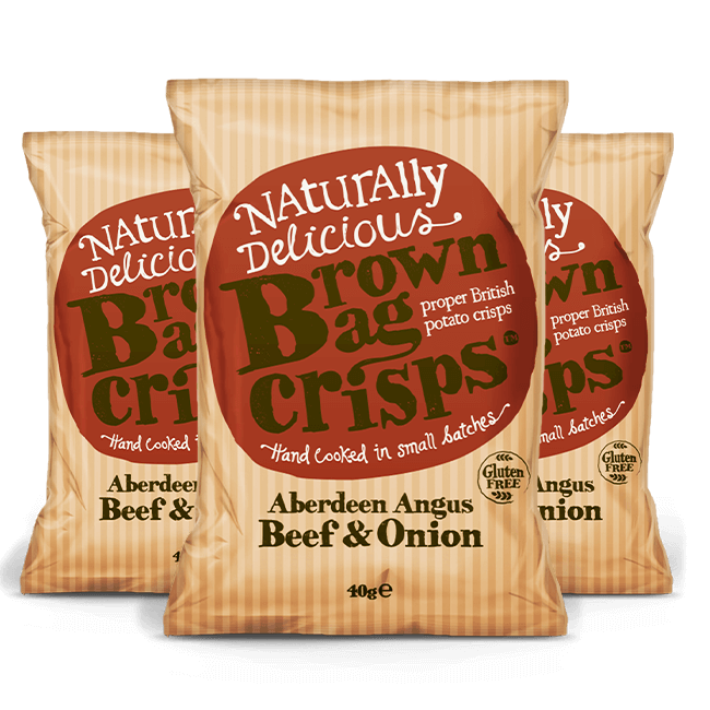 Brown Bag Crisps Brown Bag Crisps | Aberdeen Angus Beef & Onion | Chips Gluten Free | Box 20x40g Food Organic Beer