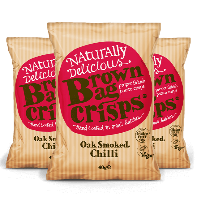 Brown Bag Crisps Brown Bag Crisps | Oak Smoked Chilli | Chips Gluten Free | Box 20x40g Food Organic Beer