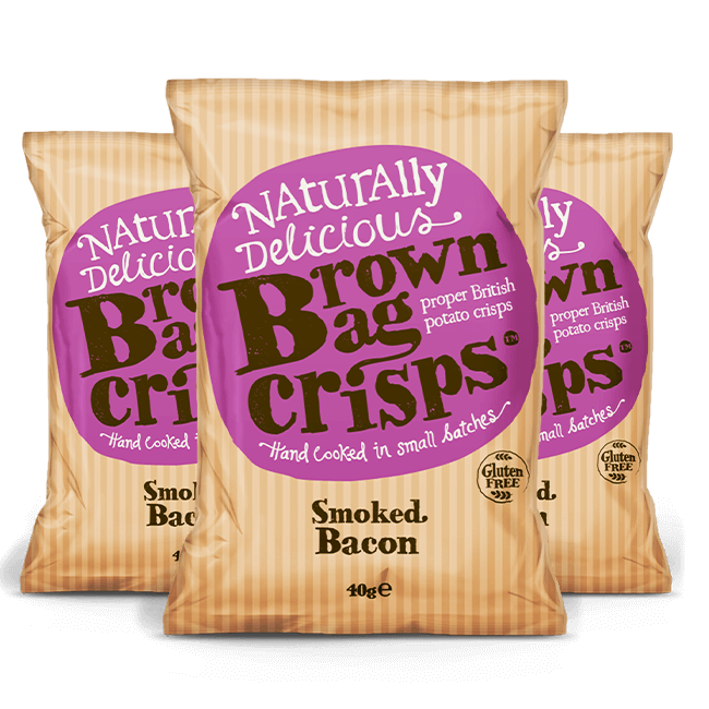 Brown Bag Crisps Brown Bag Crisps | Smoked Bacon | Chips Gluten Free | Box 20x40g Food Organic Beer