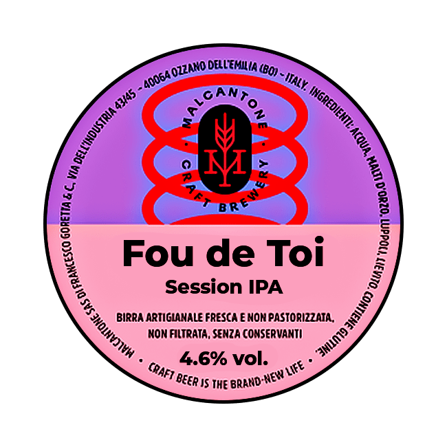 Malcantone Malcantone | Fou De Toi | 4,6% | Acciaio 20 Lt. Baionetta 20 LT ACCIAIO Organic Beer