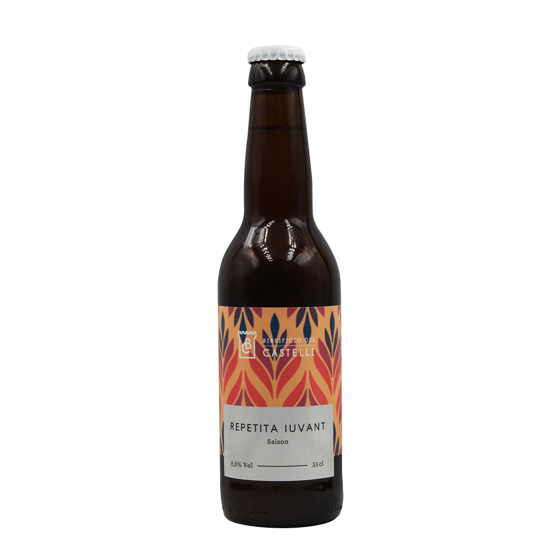 Bottiglia 33 Cl. della birra artigianale Repetita Iuvant del Birrificio dei Castelli, Arcevia